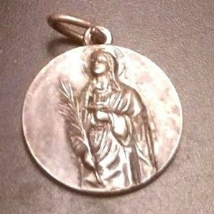 SAINT AGNES With Palm  Ancient Medal Antique